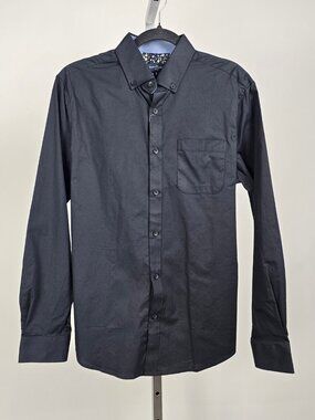 Rue Saint Patrick Black Dress Shirt Flex Stretch Slim Fit Button Up Mens Size M
